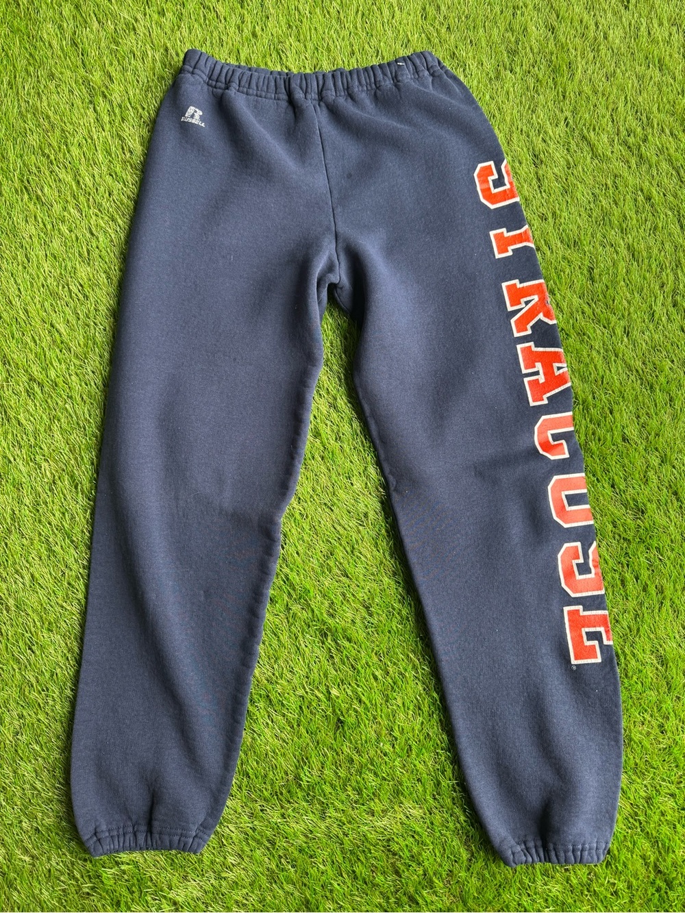 Russell Athletic Navy Sweatpants with Orange Syracuse Lettering